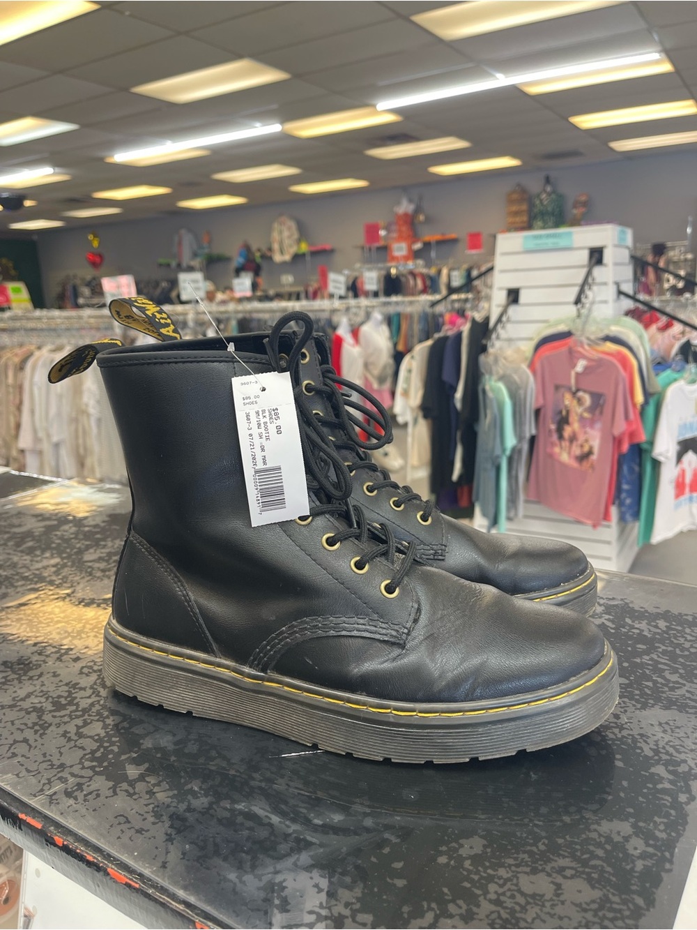 Dr. Martens Black Boots with Yellow Accent